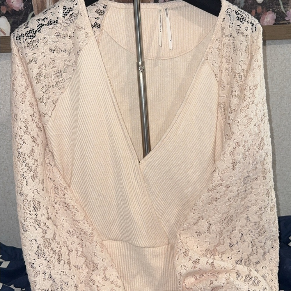 Anthropologie Ribbed Knit Top in Cream